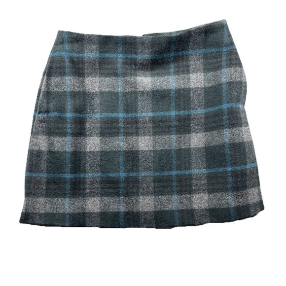 Uniqlo Wool Blend Mini Skirt Preppy Schoolgirl Grunge Goth Grey Plaid Sz 2 G351 - Picture 1 of 9